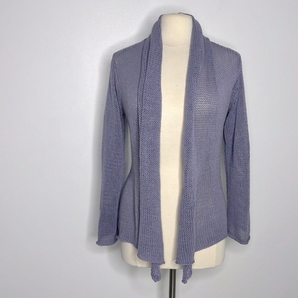 Wooden Ships open weave open front water fall sweater cardigan size medium